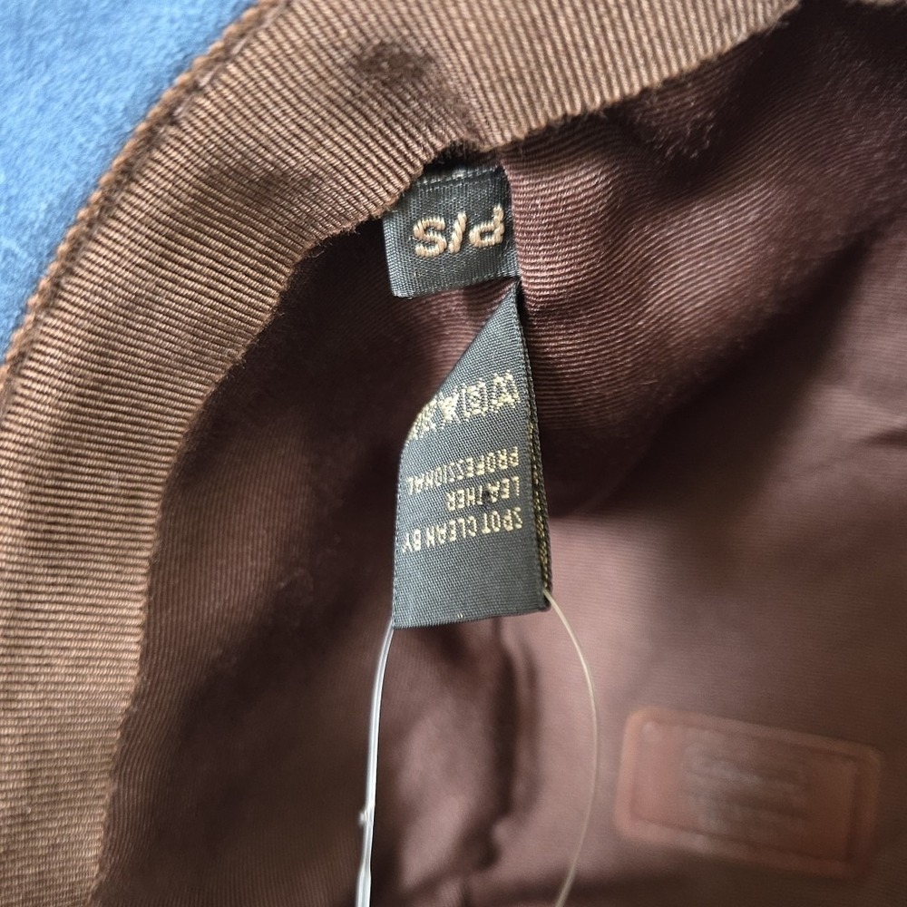 Coach Signature Jacquard Canvas Bucket Hat Brown Leather Band Size S/P - Picture 9 of 13